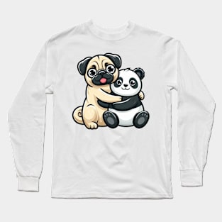 Pug and Panda are Animal Pals Long Sleeve T-Shirt